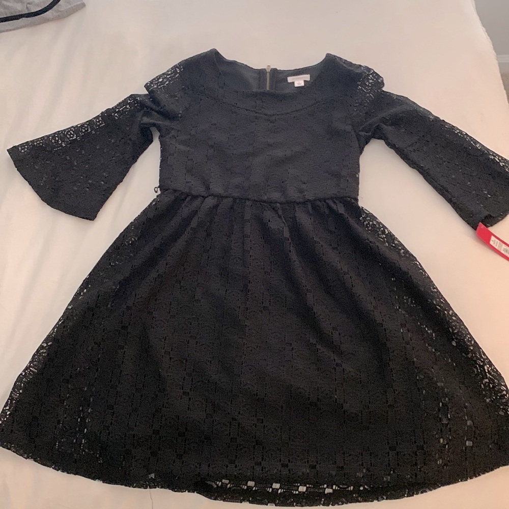 Girls Black Eyelet Dress (size L girls)